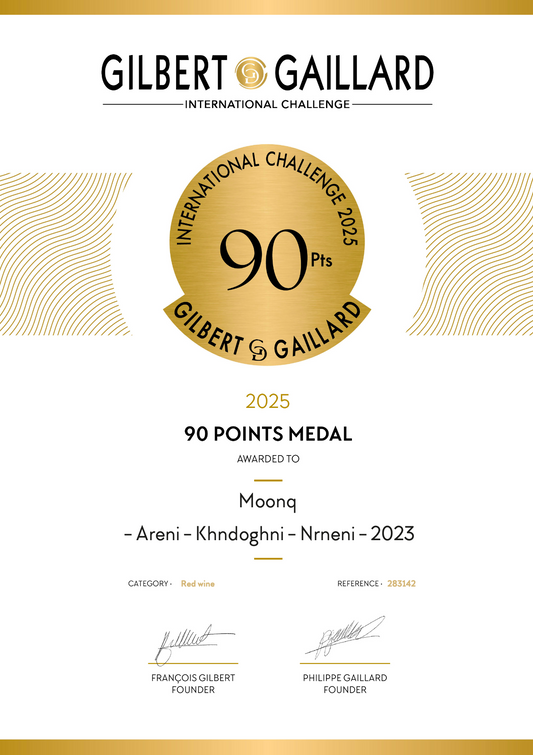 MOONQ Red Dry Wine - Areni-Khndoghni-Nrneni 2023 (Winner of the Gilbert & Gaillard Gold and IWSC 2025 Bronze Medals)