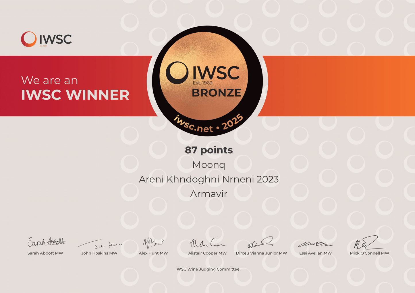 MOONQ Red Dry Wine - Areni-Khndoghni-Nrneni 2023 (Winner of the Gilbert & Gaillard Gold and IWSC 2025 Bronze Medals)